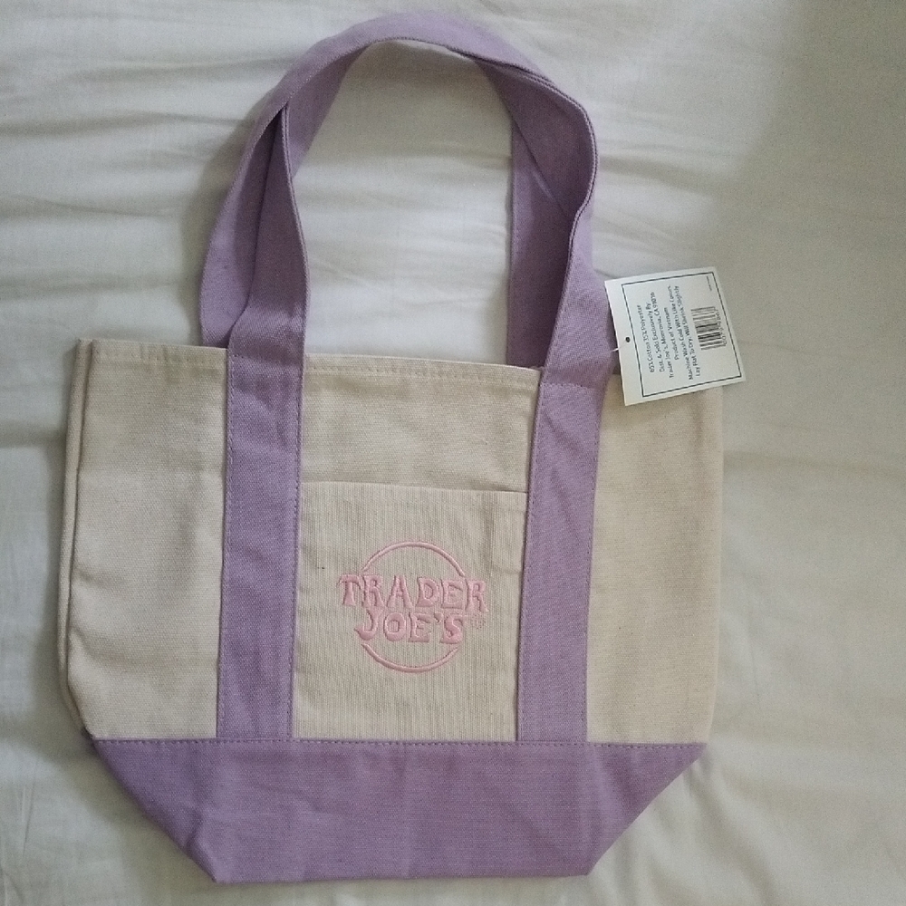 Trader Joes Lavender Lavender Mini Canvas Tote